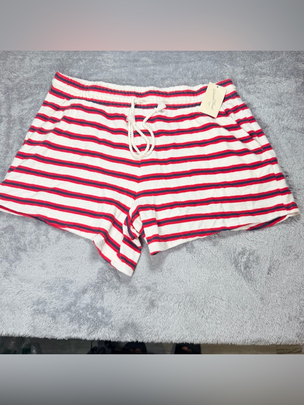 Universal Thread Red and White Striped Knit Drawstring Shorts